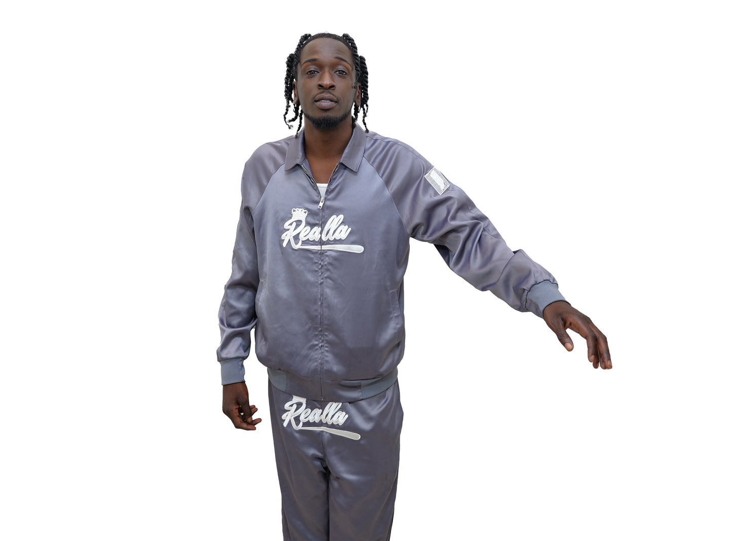 REALLA GRAY MEN SILK TRACK SUIT