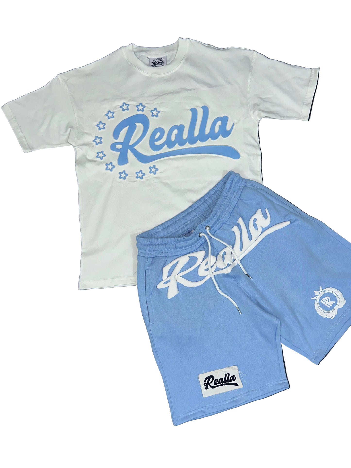 Realla White Powder Blue T shirt set