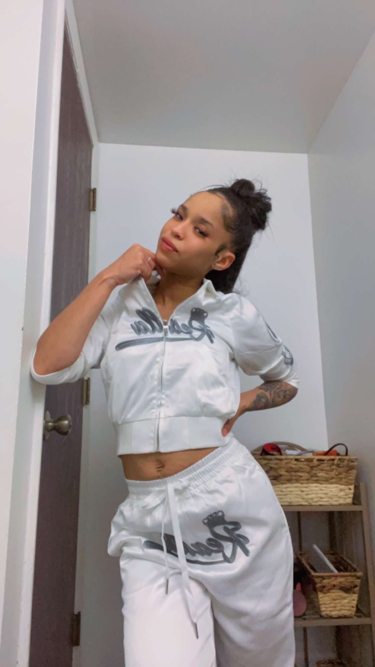 REALLA WOMEN SILK WHITE TRACK SUIT