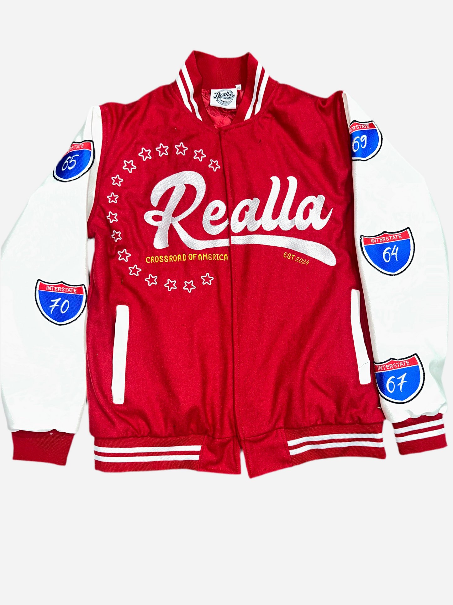 Realla Red Road Runner Varsity Jacket