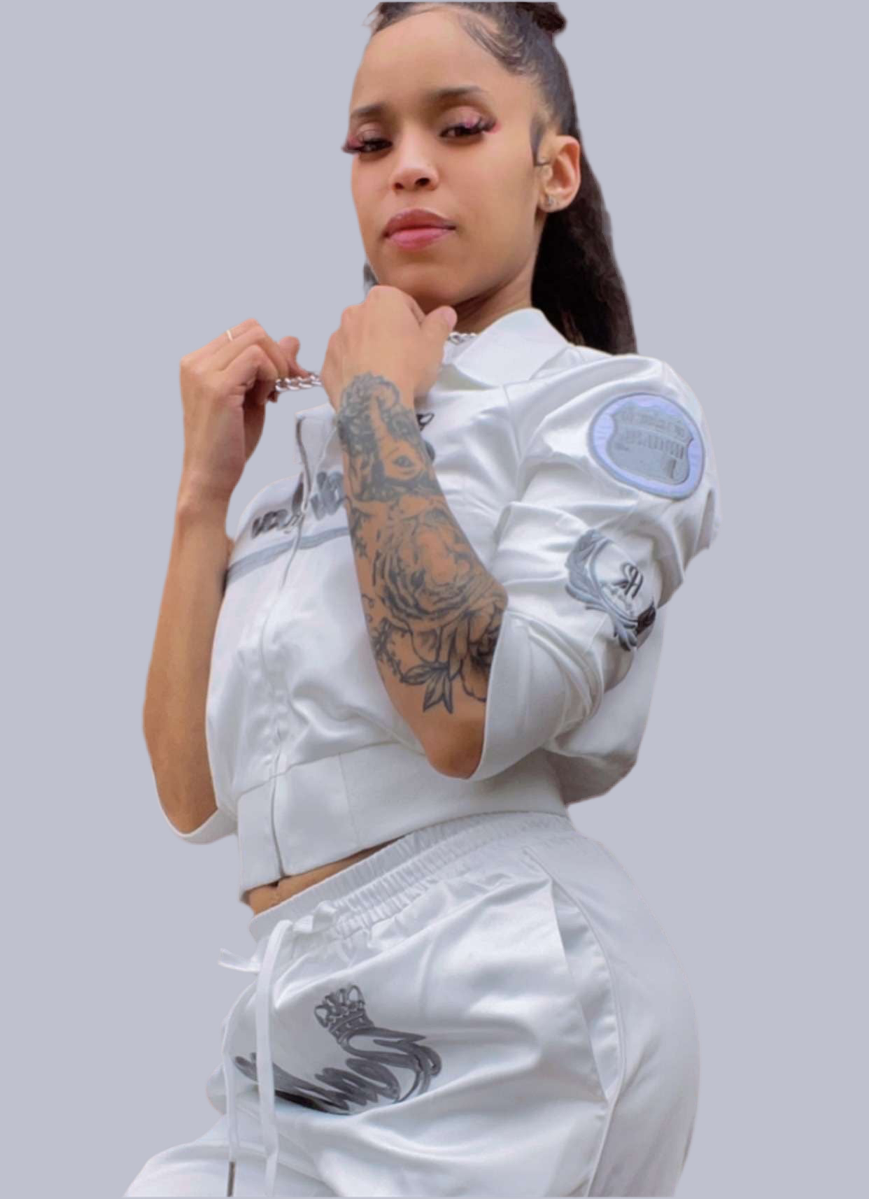 REALLA WOMEN SILK WHITE TRACK SUIT