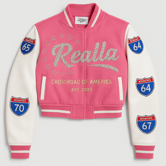 Realla Pink crop Varsity limited edition