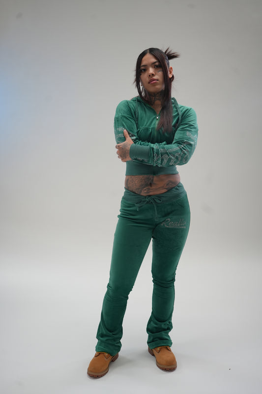 Women olive green sweatsuit