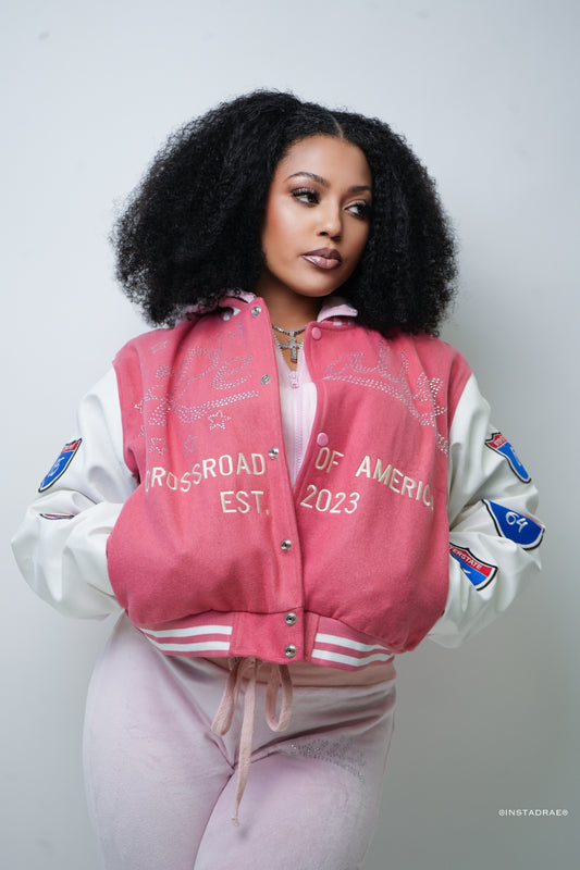 Realla Pink crop Varsity limited edition