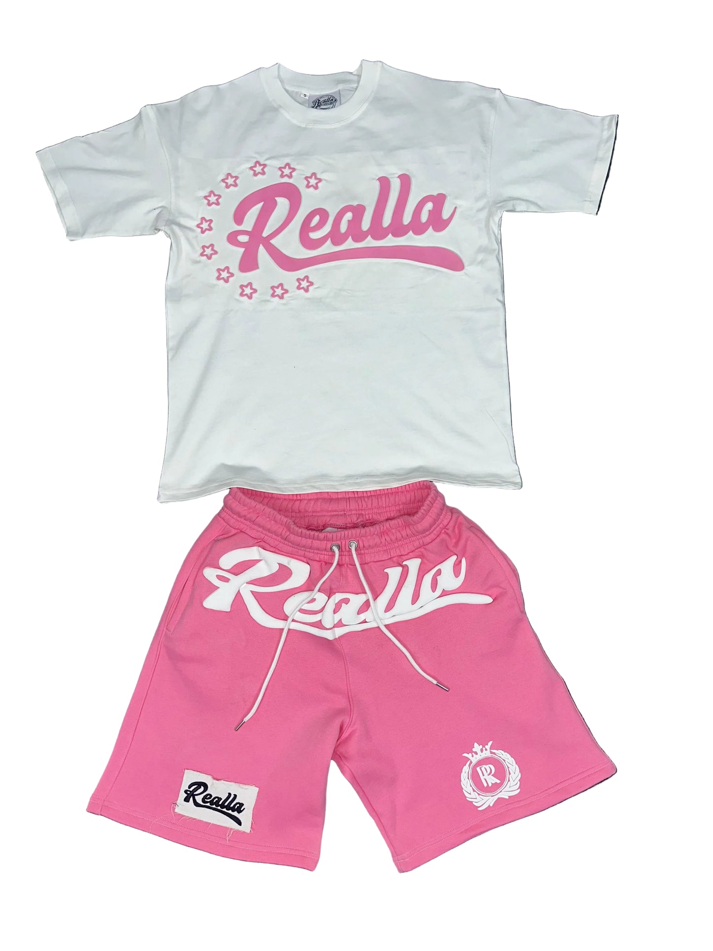 REALLa White and Pink T shirt set