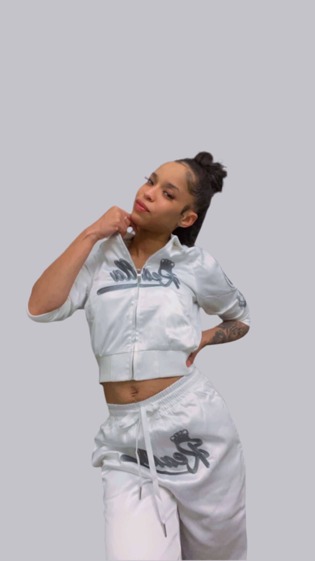 REALLA WOMEN SILK WHITE TRACK SUIT