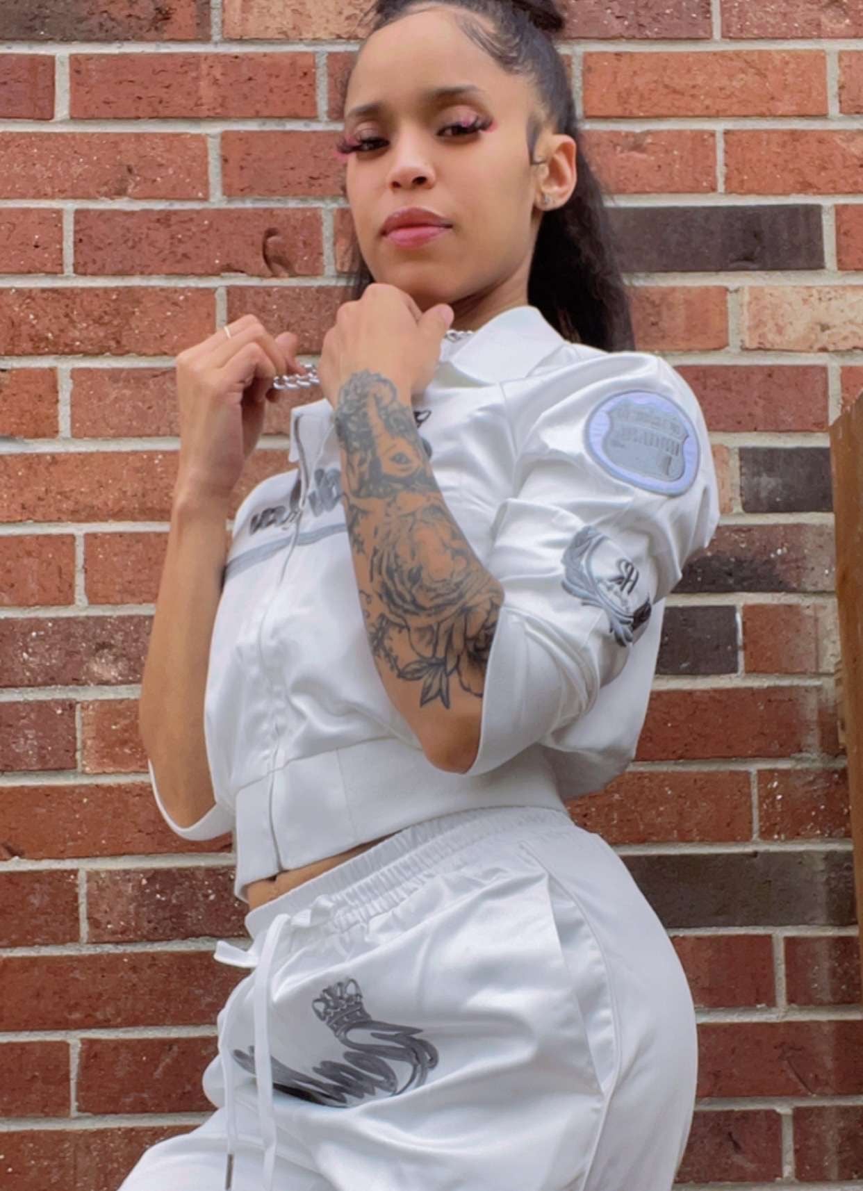 REALLA WOMEN SILK WHITE TRACK SUIT